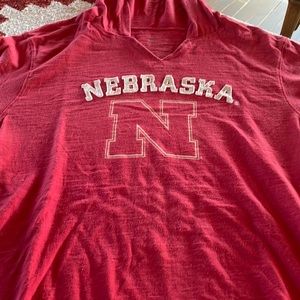XL Nebraska Cornhuskers long sleeve T with hood.